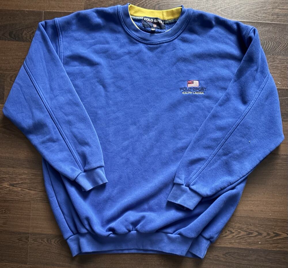 Rare Vintage Polo Sport Mens Crewneck Sweatshirt Blue Size XXL Embroidered